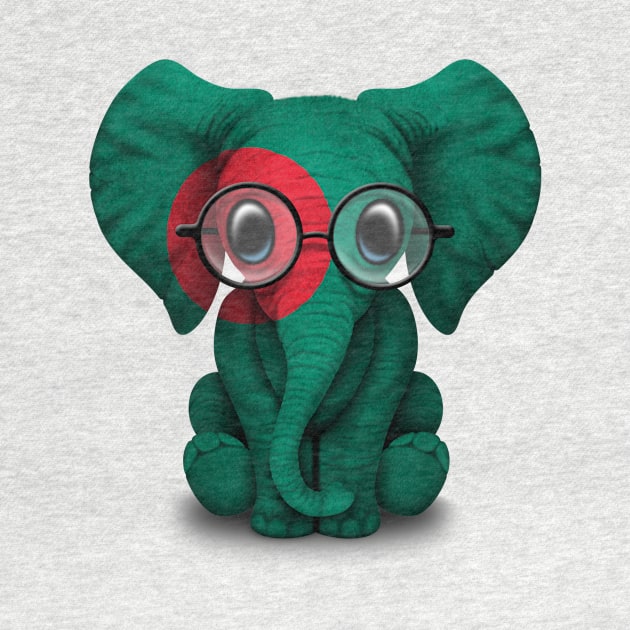 Baby Elephant with Glasses and Bangladeshi Flag by jeffbartels